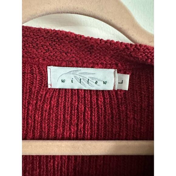 WILLOW Red Large Button Bell-Sleeve Knit Cardigan Sweater - Sz Large - Picture 2 of 5